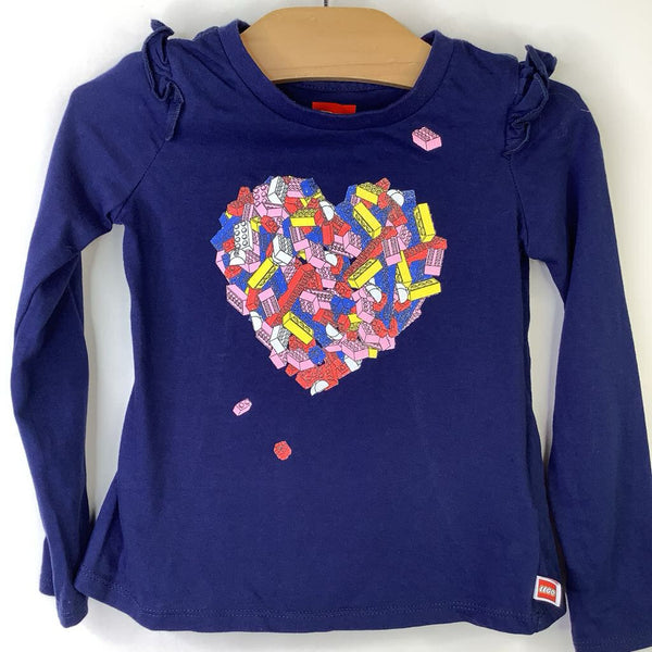 Size 3: Lego Dark Blue/Colorful Lego Heart Long Sleeve Shirt