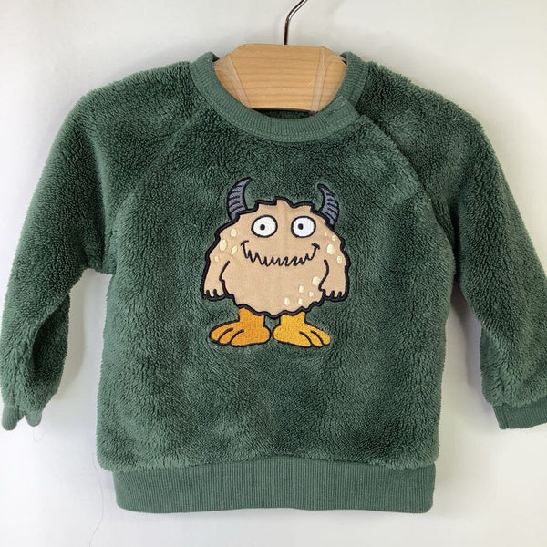 Size 6m: Pekkle Green Fuzzy Monster Sweatshirt