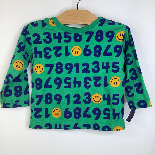 Size 2 (85): Hanna Anderson Green/Blue Numbers Long Sleeve Shirt