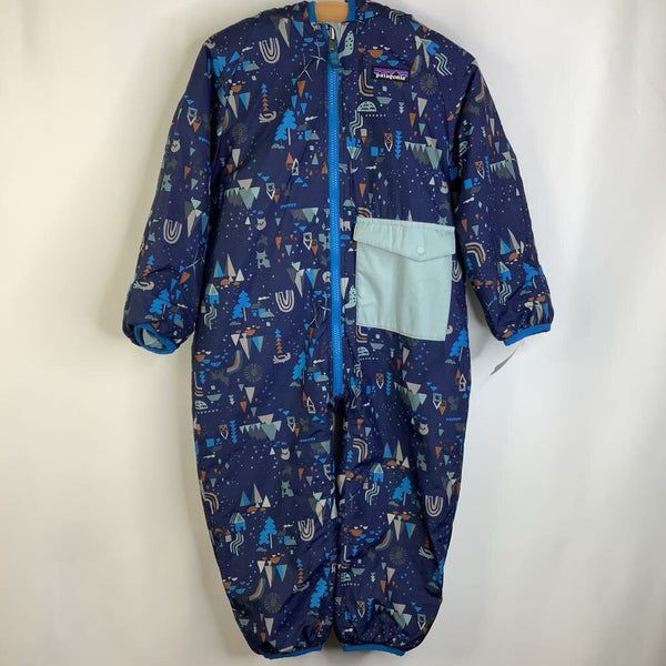 Size 18-24m: Patagonia Blue/Outdoor Symbols Print Zip-Up Puffy Bunting