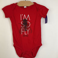 Size 18m: Rabbit Skins Red 'Im So Fly' Fly Short Sleeve Onesie