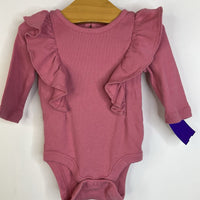 Size 0-3m: Gap Pink Ruffle Shoulders Long Sleeve Onesie