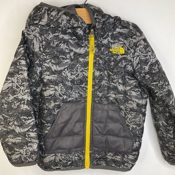 Size 4: The North Face Black/Grey Patterned Quilted Zip-Up Winter Coat