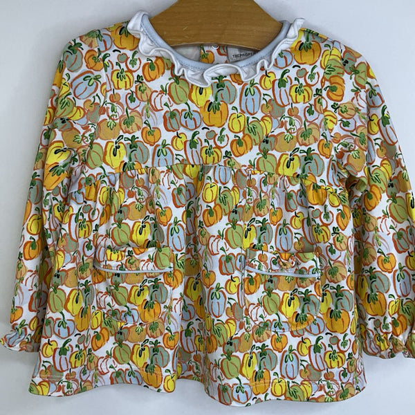 Size 12m: The Proper Peony White/Colorful Pumpkins Long Sleeve Dress