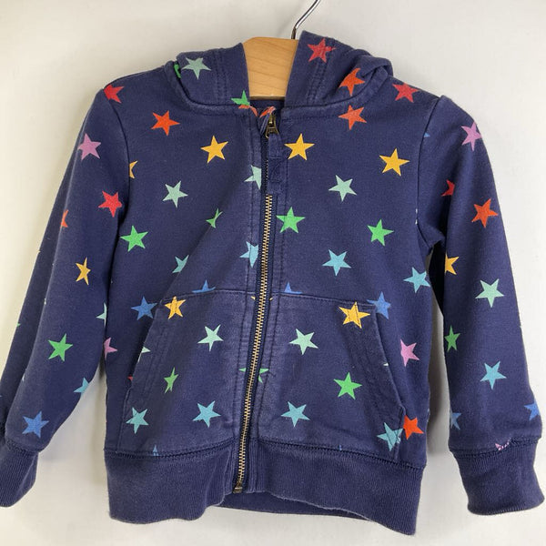 Size 12-18m: Primary Dark Blue/Colorful Stars Zip-Up Hoodie