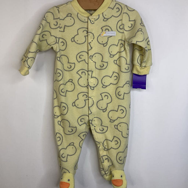 Size 6m: Carter's Yellow Duckies Long Sleeve 1pc Footy PJS