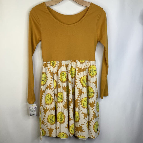 Size 14: Tea Collection Mustard Yellow White Flower Skirt Long Sleeve Dress NEW w/ Tag