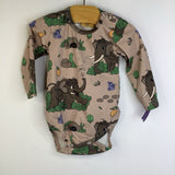 Size 3-9m: Raspberry Republic Brown Grey Elephant Long Sleeve Onesie