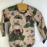 Size 3-9m: Raspberry Republic Brown Grey Elephant Long Sleeve Onesie