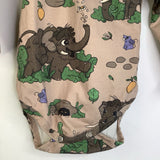 Size 3-9m: Raspberry Republic Brown Grey Elephant Long Sleeve Onesie