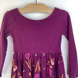 Size 3: Tea Collection Plum Purple Floral Skirt Long Sleeve Dress