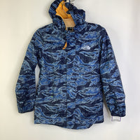 Size 5: The North Face Blue Splashes Zip-Up Rain Coat