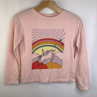 Size 8 (130): Hanna Andersson Pink/Rainbow Unicorn Long Sleeve Shirt