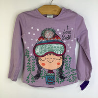 Size 3: Baboli "I Love Snow" Purple Long Sleeve Shirt