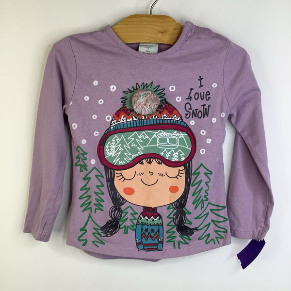 Size 3: Baboli "I Love Snow" Purple Long Sleeve Shirt