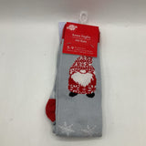 Size 5-9Y: Knee High Grey Red/White Gnome Holiday Socks NEW
