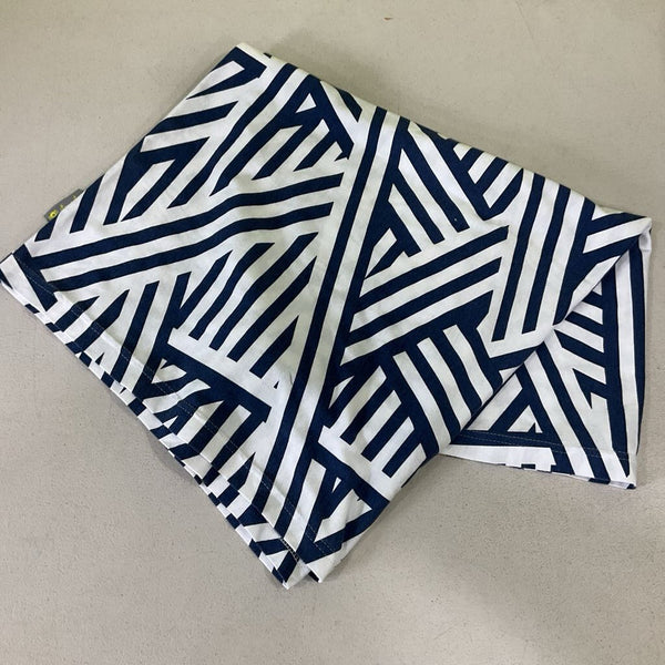 Size OS: Nursing Happens Blue & White Line Patter Nursing Cover