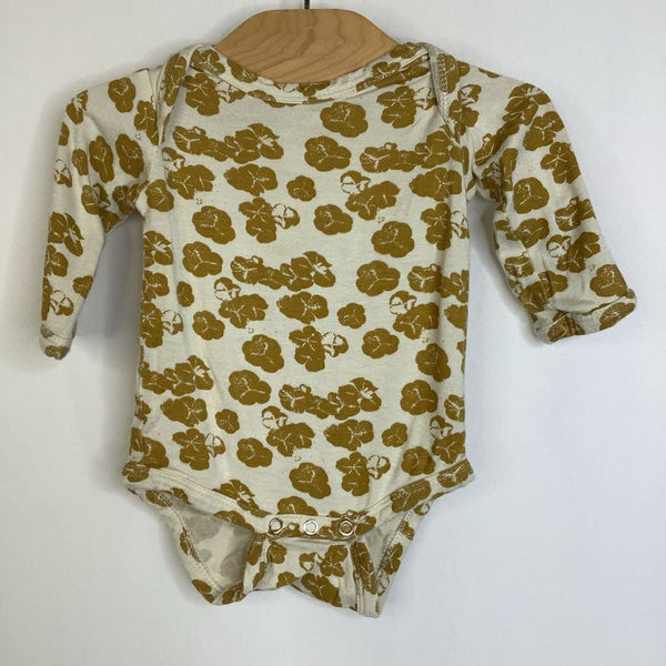 Size 0-3m: Kate Quinn Creme/Yellow Flowers Long Sleeve Onesie