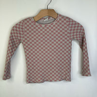 Size 8: Zara Pink/White Checkered Long Sleeve Shirt