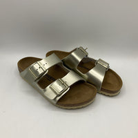 Size 1Y: Birkenstock Silver Buckle Strap Sandals