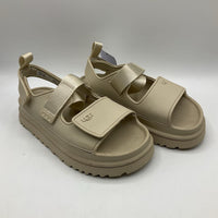 Size 2Y: Birkenstock Creme Velcro Strap Platform Sandals