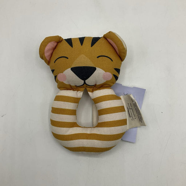 Yellow & Creme Tiger Soft Baby Rattle