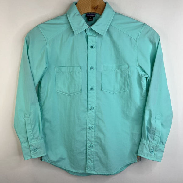 Size 7-8: Patagonia Turquoise Collard Button-up Long Sleeve Shirt