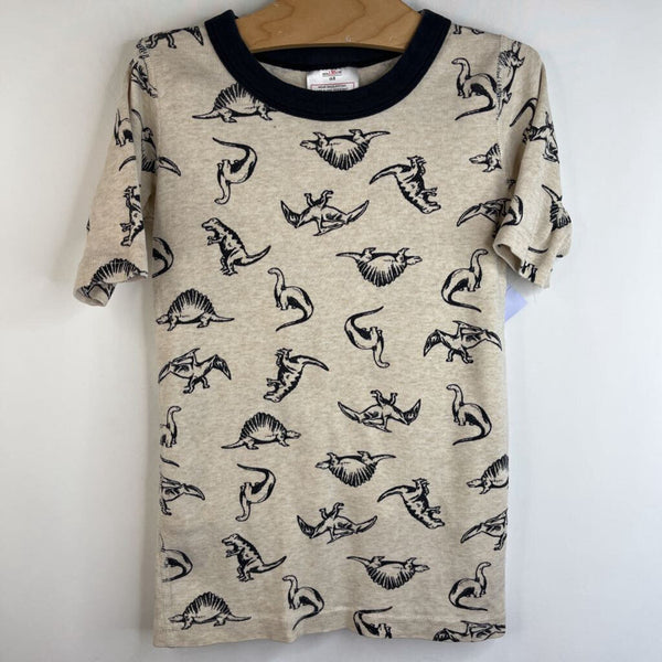 Size 8 (130): Hanna Andersson Creme/ Black Dinosaurs Print Short Sleeve Shorty 2pc PJS