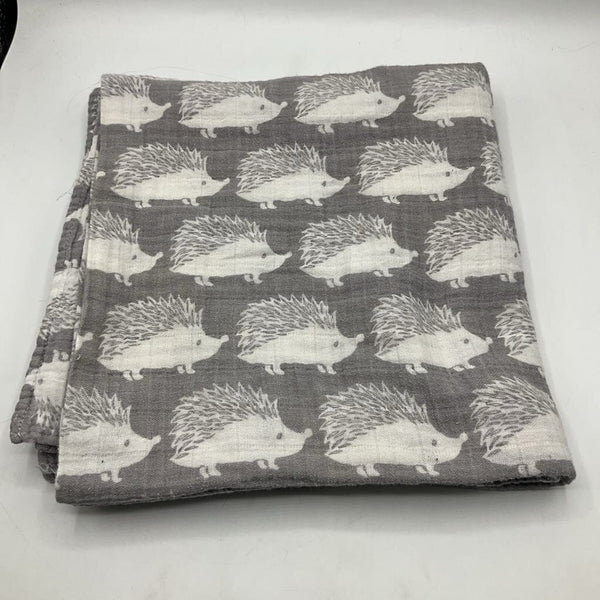 Milkbarn Grey Hedge Hog Print Baby Blanket