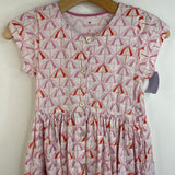 Size 10: Pink Chicken White/Pink & Red Umbrellas Short Sleeve Dress