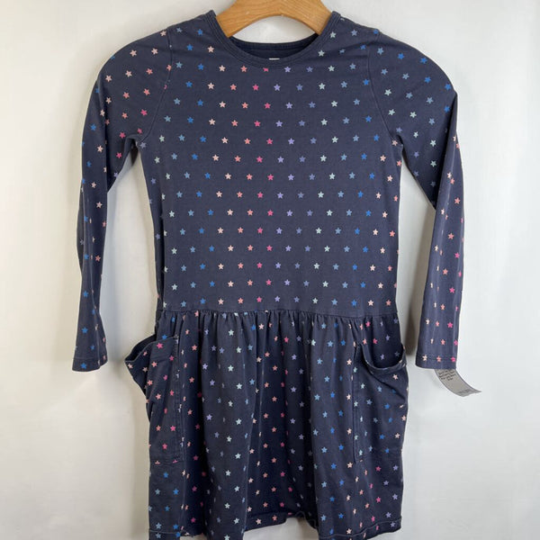 Size 8: Tea Dark Blue/Colorful Stars Print Long Sleeve Dress