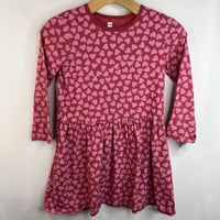 Size 8: Tea Red/Pink Hearts Print Long Sleeve Dress