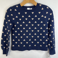 Size 8: Gap Dark Blue/Gold Hearts Sweater