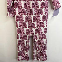 Size 12-18m: Kate Quinn White/Purple Floral Pattern Collared Long Sleeve Romper