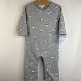 Size 9-12m: The Little White Company Light Grey Pandas Long Sleeve Long Romper