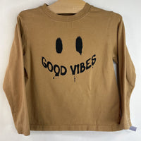 Size 4: Tiny Tribe Brown 'Good Vibes' Smile Long Sleeve Shirt