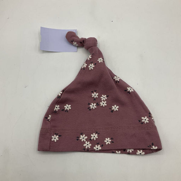 Size 0-6m: Modern Moments Mauve Pink White Daisies Flowers Baby Hat