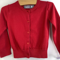 Size 2-3: Primary Red Knitted Button-up Cardigan