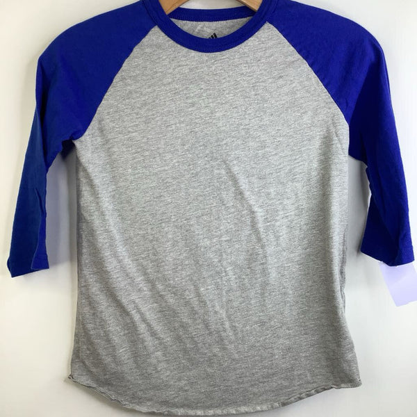 Size 10-12: Adidas Blue & Grey Long Sleeve Baseball Shirt