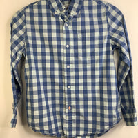 Size 8: Crewcuts Blue & White Gingham Collard Button-up Long Sleeve Shirt