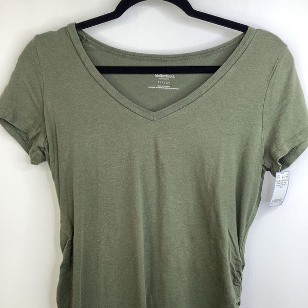 Size S: Motherhood Maternity Olive Green V-Neck T-Shirt