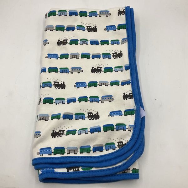 White Green/Blue/Grey Trains Baby Blanket