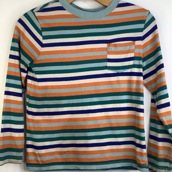 Size 8 (130): Hanna Andersson Orange/Blue/Green/Creme Striped Long Sleeve Shirt