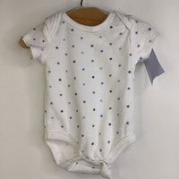 Size 0-3m: Gap White Blue/Grey Stars Short Sleeve Onesie