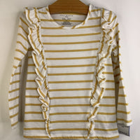 Size 4: Max Studio Pale Yellow Striped Ruffle Long Sleeve Shirt