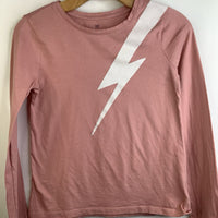 Size 14-16: Gap Light Pink/White Sparkly Lightning Bolt Long Sleeve Shirt