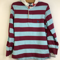 Size 5-6: Mini Boden Maroon & Robin Eggs Blue Collard Long Sleeve Ruby Shirt