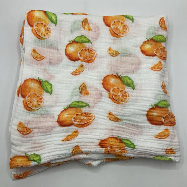 White/Oranges Print Swaddle Blanket