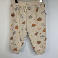 Size 6-9m: Rabbit + Bear Creme/Pumpkin Print Sweatpants