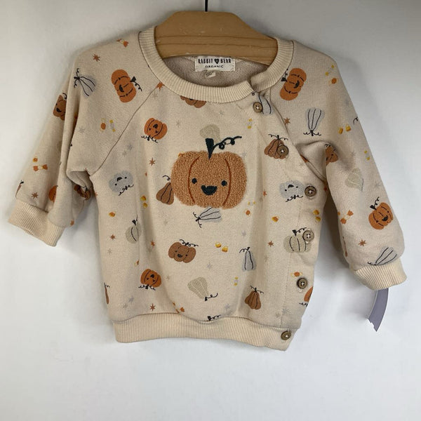 Size 6-9m: Rabbit + Bear Creme/Pumpkins Button-Up Sweater